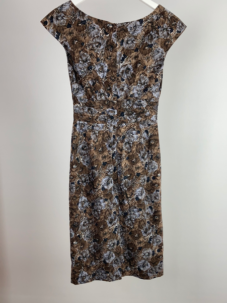 Marilyn Moore brown floral cotton dress size 8