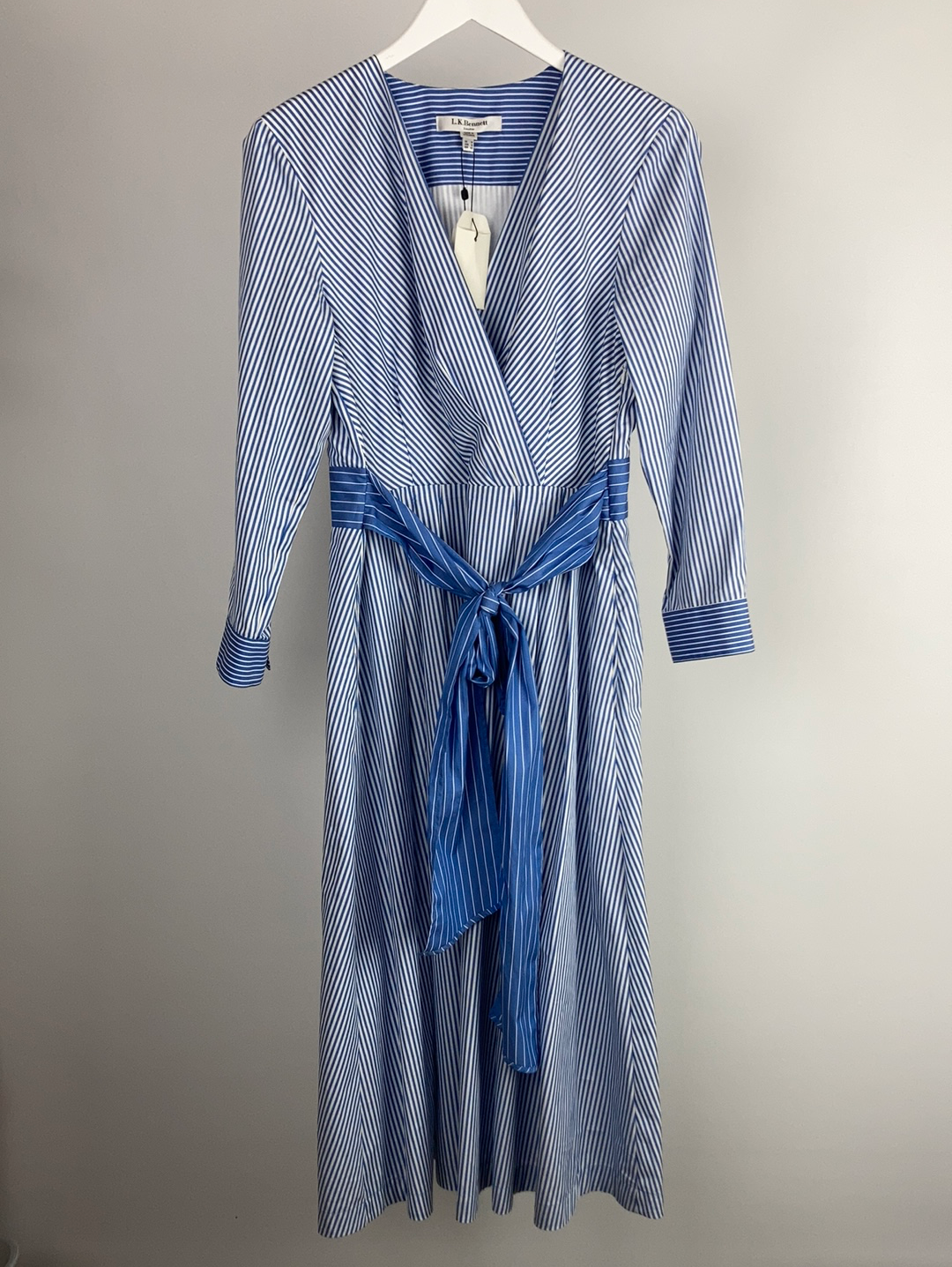 L.k.Bennett blue/white cotton dress size14