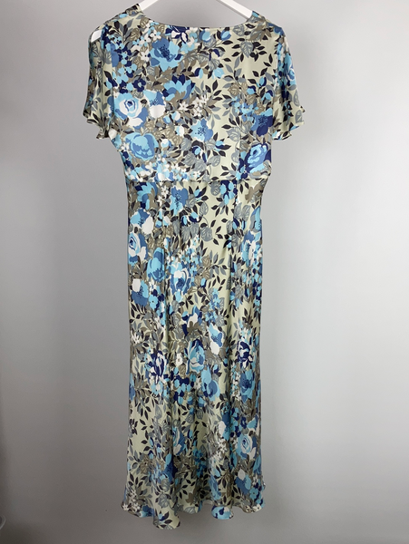 East silk floral mid calf length dress size uk14