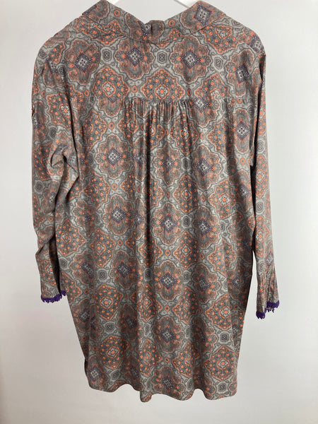 Old molly cotton printed and embroidered blouse size 4 (uk16/18)
