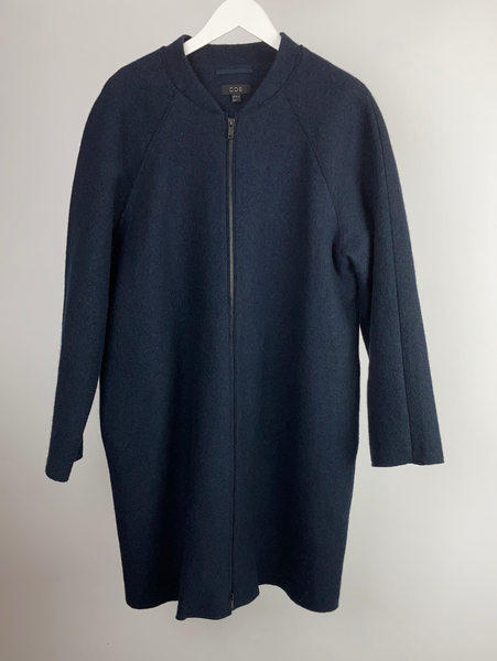 Cos boiled wool navy coat size44(uk18)